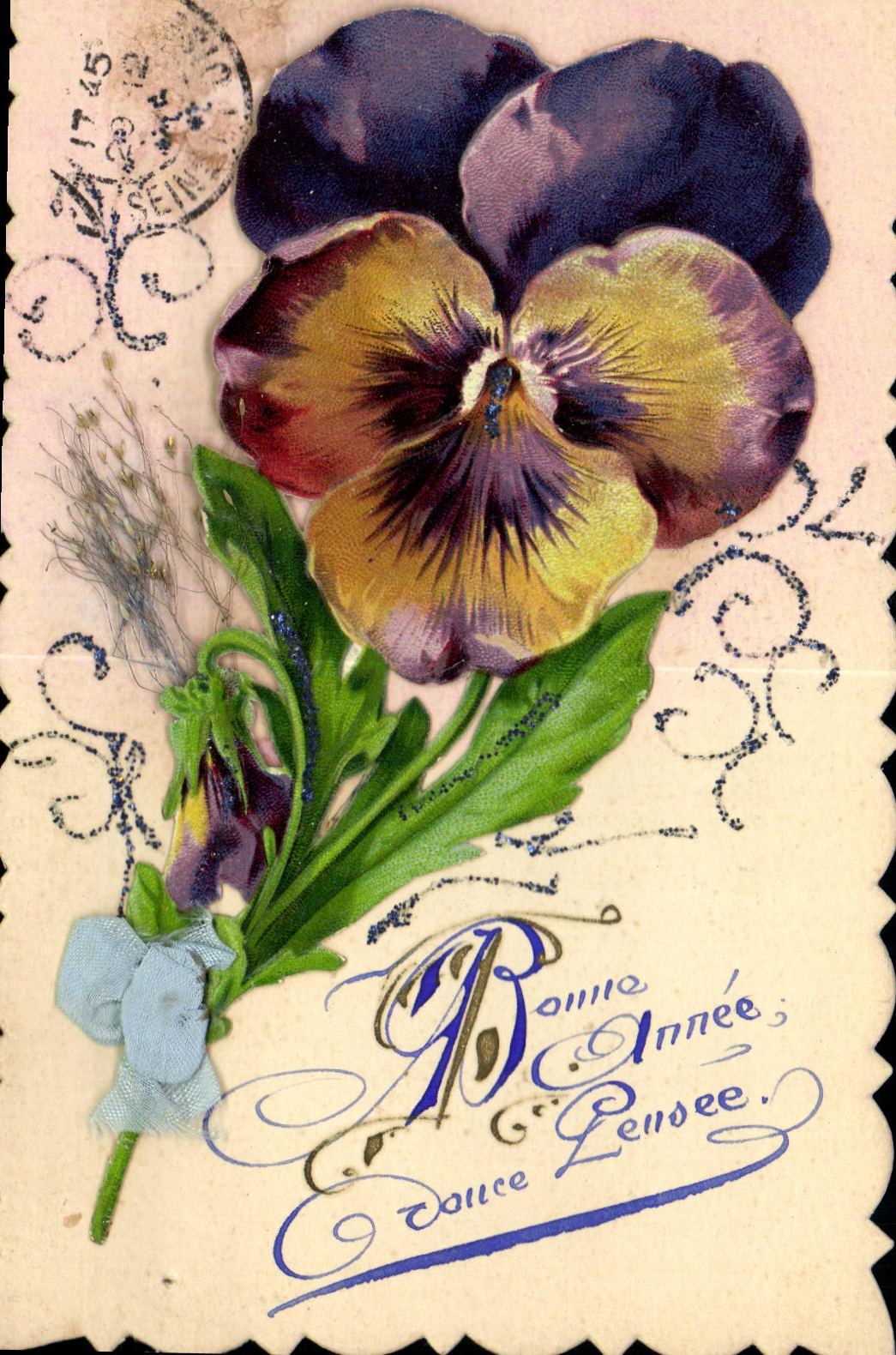 Pansée violette — vœux de bonne année — éditeur inconnu