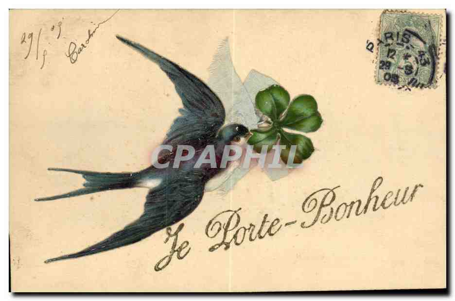 CPA Fantaisie Trefle Hirondelle