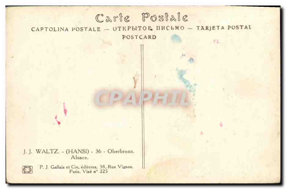 CPA Fantaisie Waltz Hansi Alasace — Rückseite