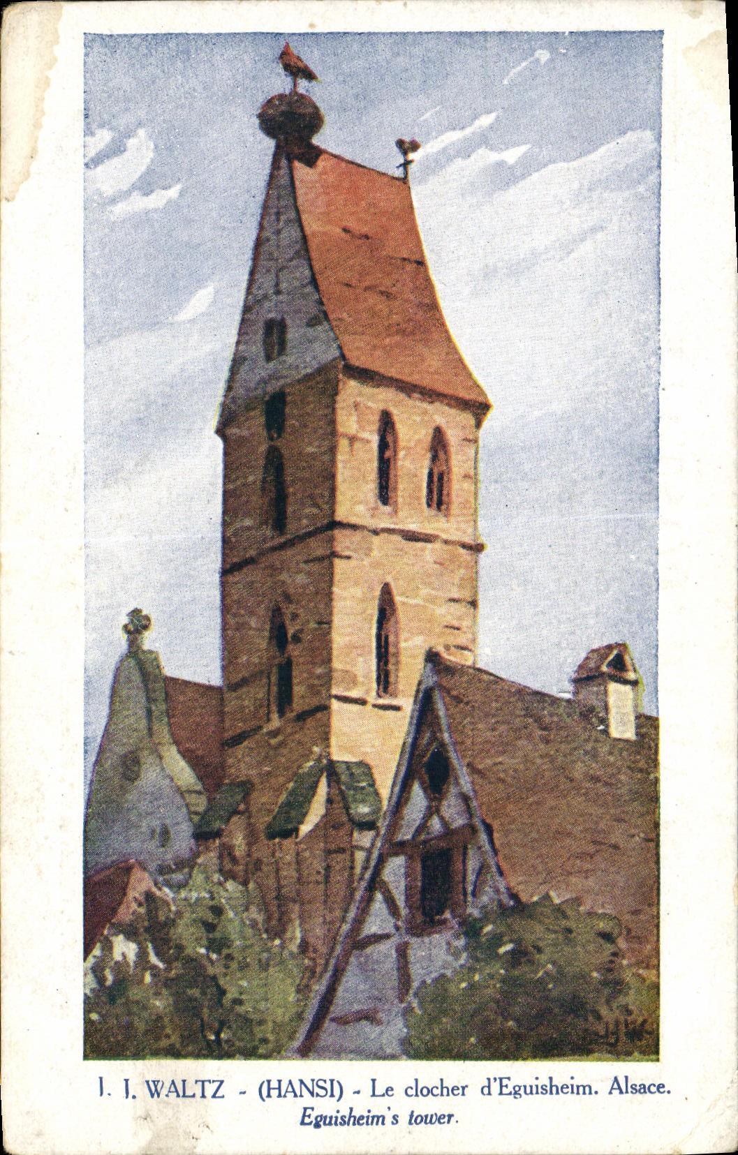 CPA Fantaisie Waltz Hansi Le clocher d Eguisheim Alsace