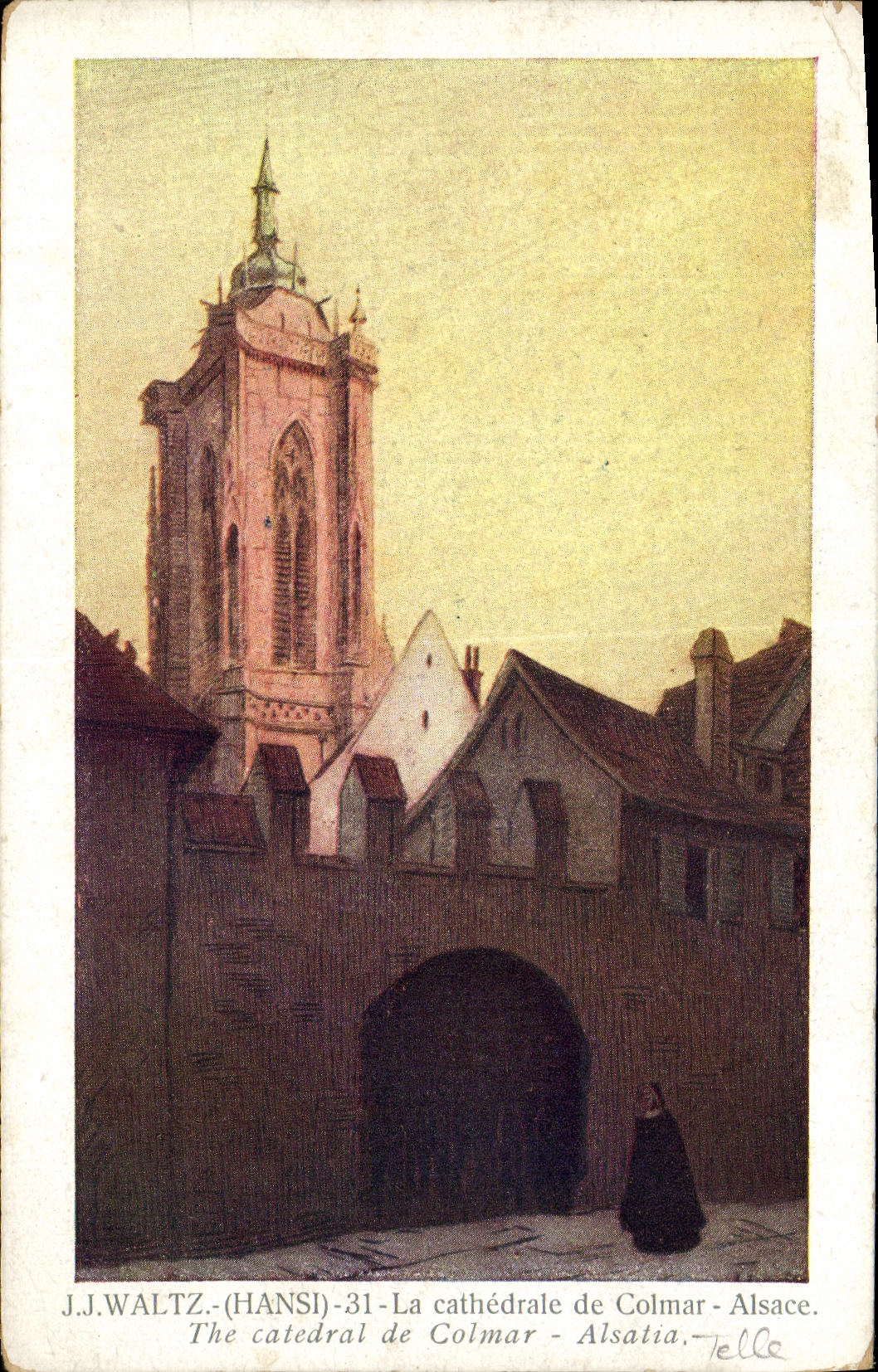 CPA Fantaisie Waltz Hansi La cathedrale de Colmar Alsace