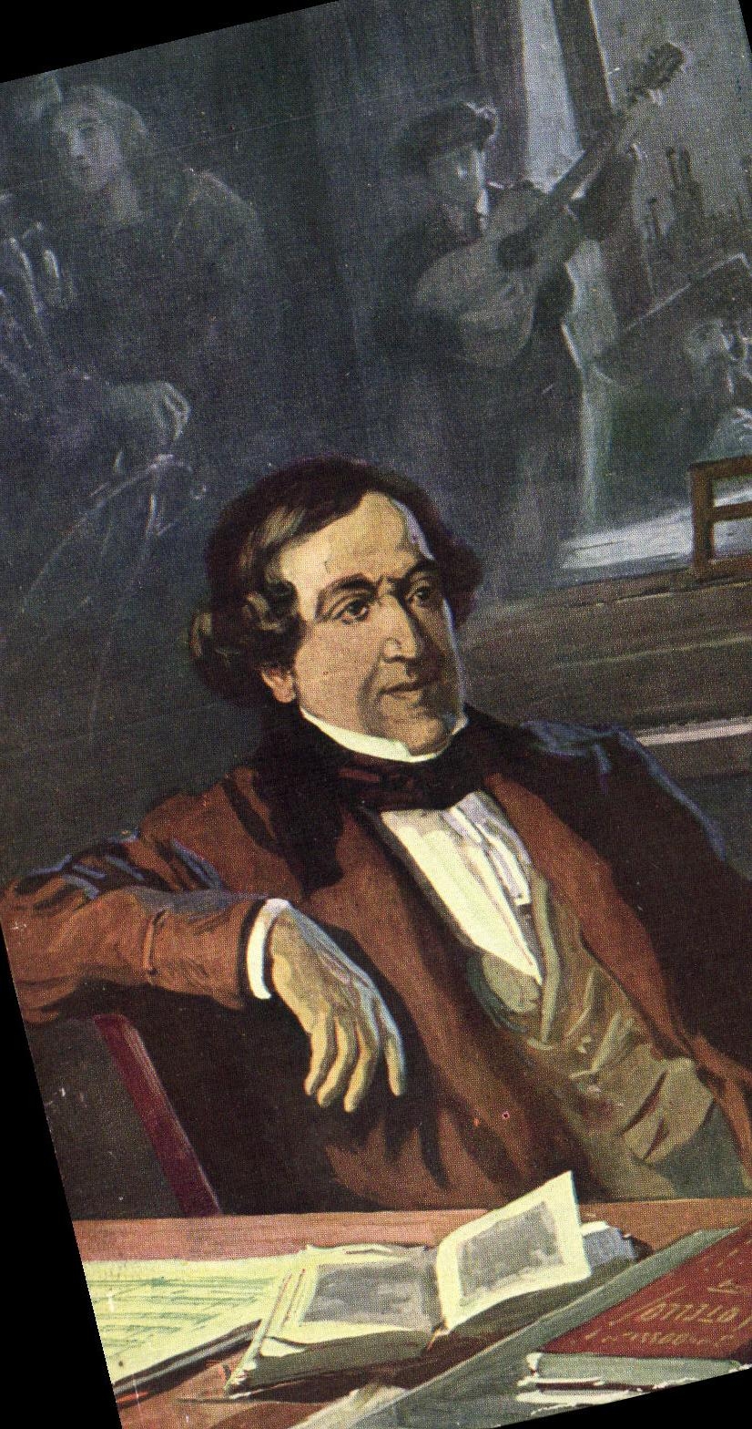 CPA Fantaisie Balestrieri Rossini composant Le barbier de SEville 