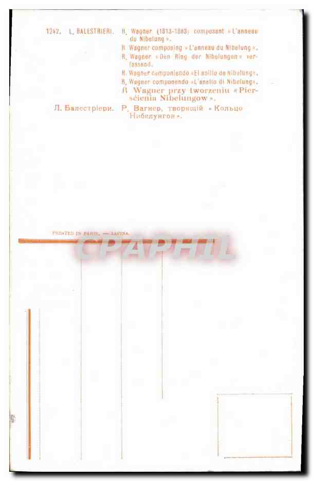 CPA Fantaisie Balestrieri composant l anneau de Nibelung — Verso