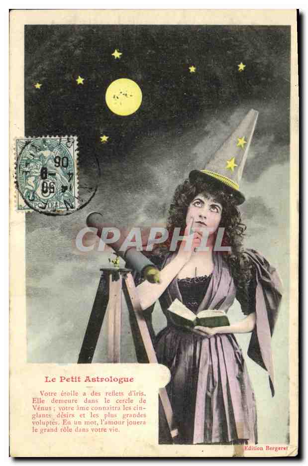 CPA Fantaisie Femme le petit astrologue 