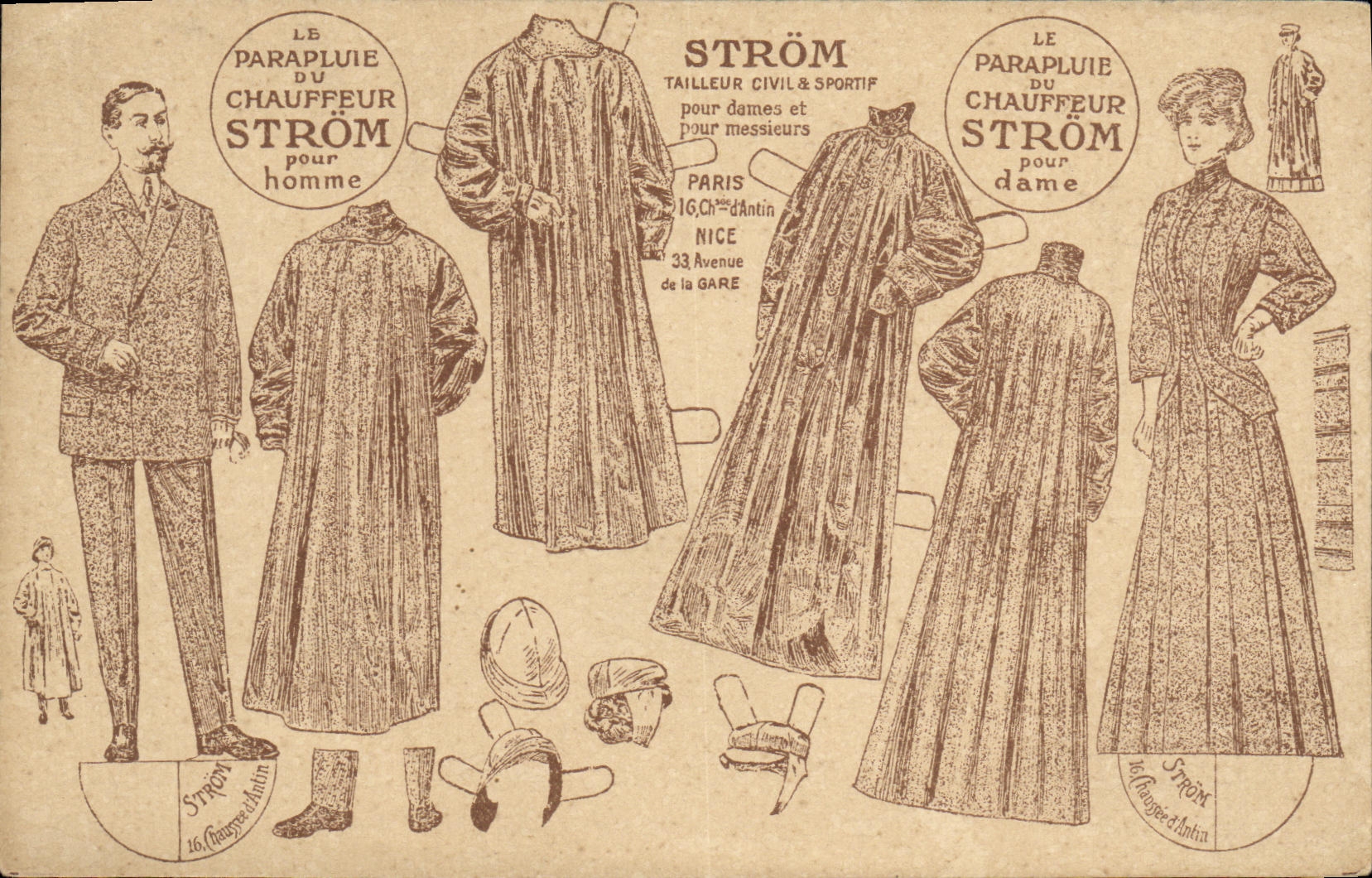 CPA Publicite Strom Ström Tailleur civil et sportif Manteaux mlode 