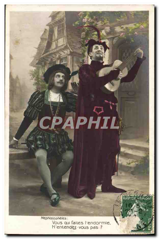 Mephistopheles und ein Musiker — Theater-Szene — Verlag nicht sichtbar