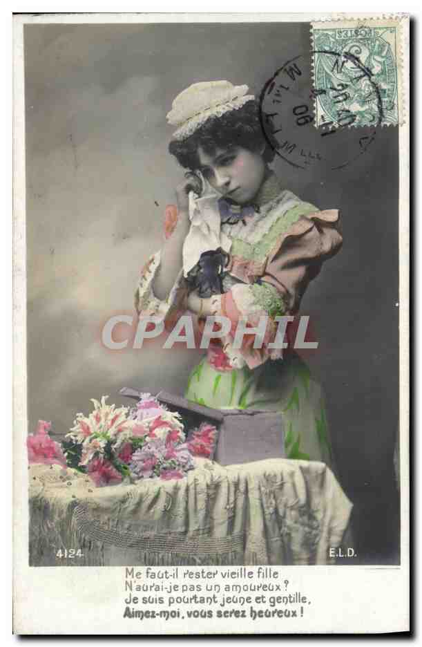 Junge Frau in farbiger Kleidung — Liebesbrief — E.L.D. n°4124