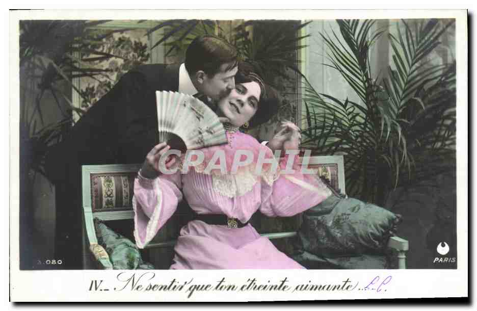 Couple amoureux — scène intime — Paris, éditeur L.P. n° 3.080