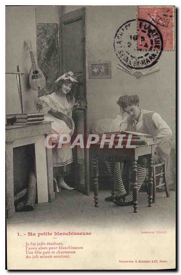 Ma petite blanchisseuse — scène de vie — Phototype A. Bergeret & Cie, Nancy