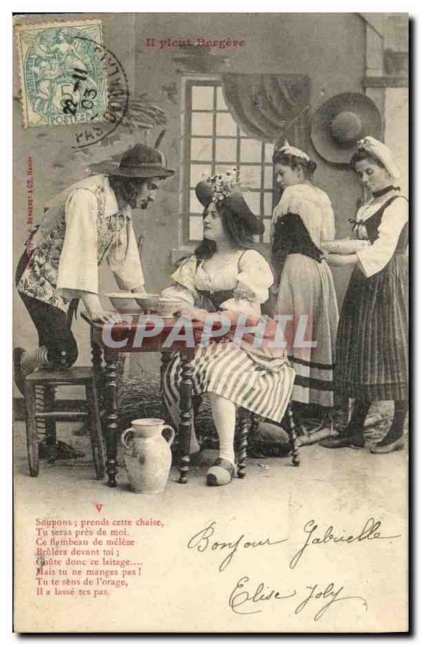 Scène de rue — Il pleut Bergère — Éditeur A. BANET & Cie, n° V