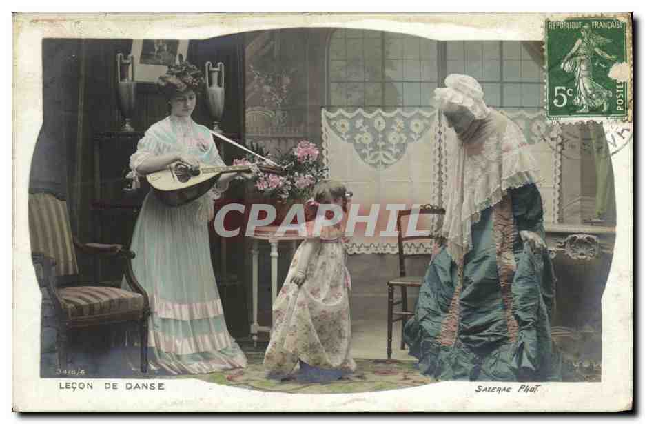 CPA Fantaisie Femme Lecon de danse