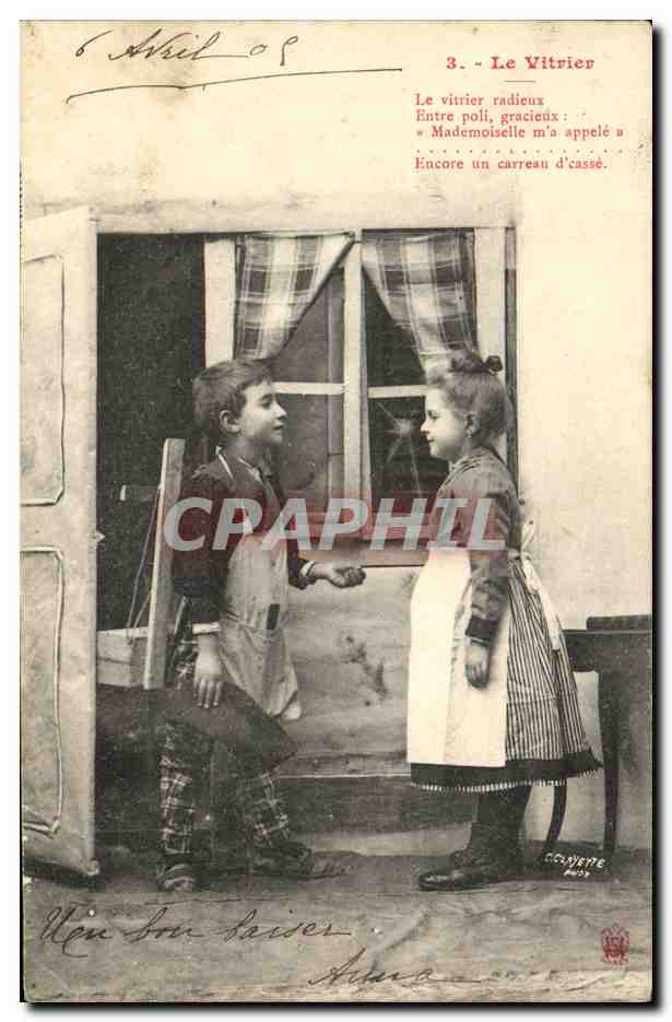 CPA Fantaisie Enfants Le vitrier