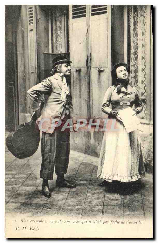 Un hombre y una mujer frente a una puerta — escena de vida — C. M. Paris, n°2