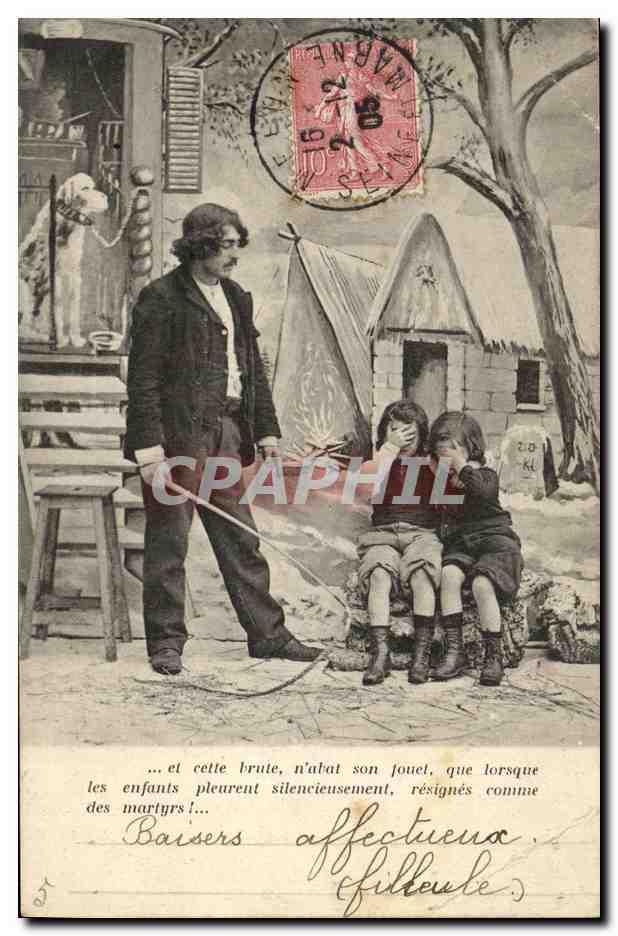 CPA Fantaisie Enfants Homme au fouet