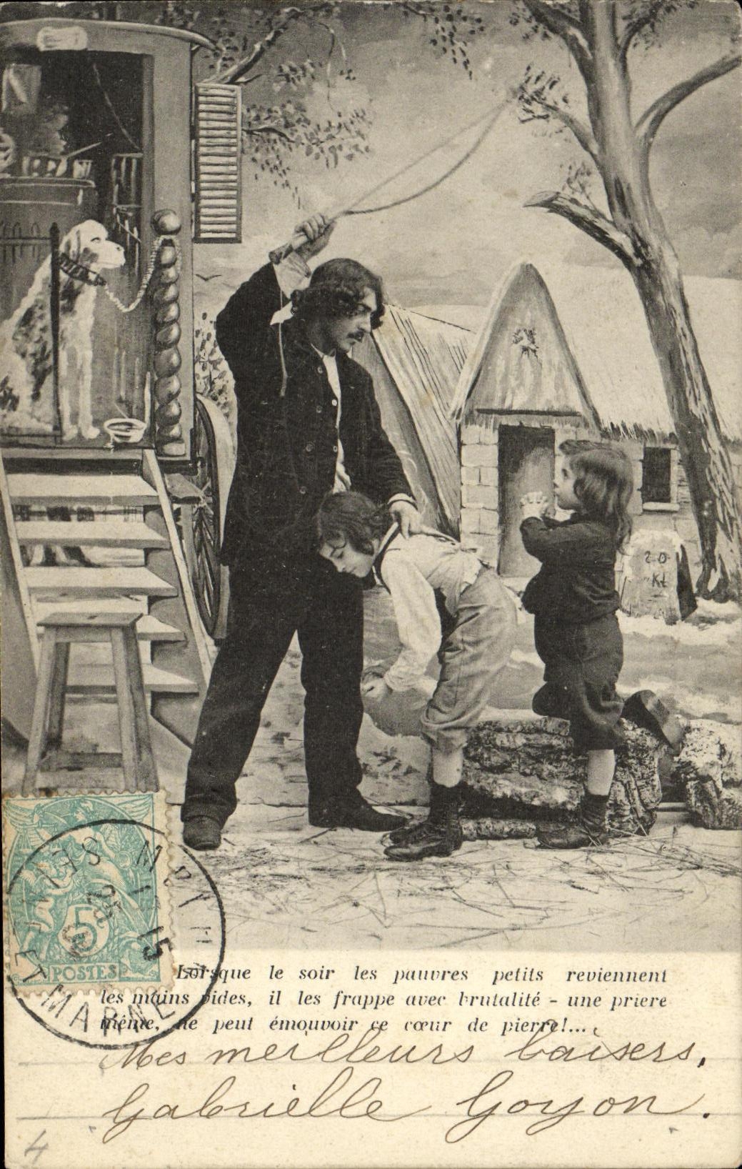 CPA Fantaisie Enfants Homme au fouet