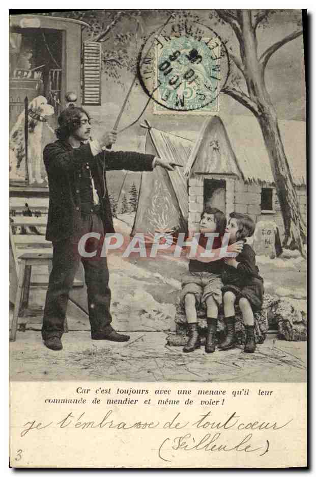 CPA Fantaisie Enfants Homme au fouet