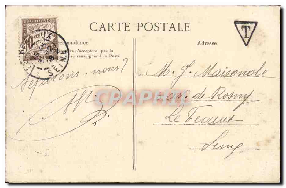 CPA Fantaisie Femme Cruelle separation Ane Folklore Paysans carte toilee  — Rückseite