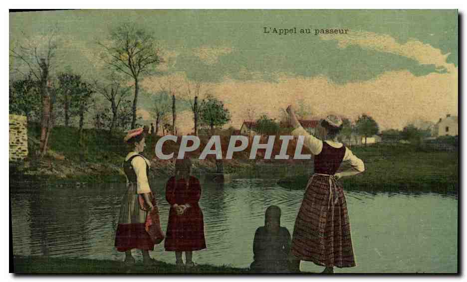 L'Appello al battelliere — scena di fiume con tre donne — editore non visibile