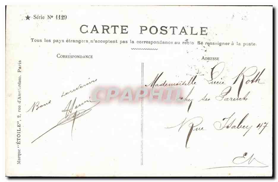 CPA Fantaisie Enfants — Rückseite