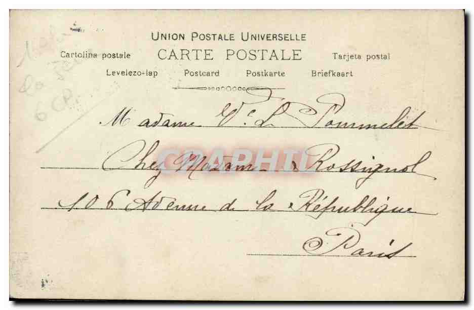 6 Heures du Soir — scène de couple au dîner — Rewtlinger, Paris, n° 1114 — Verso