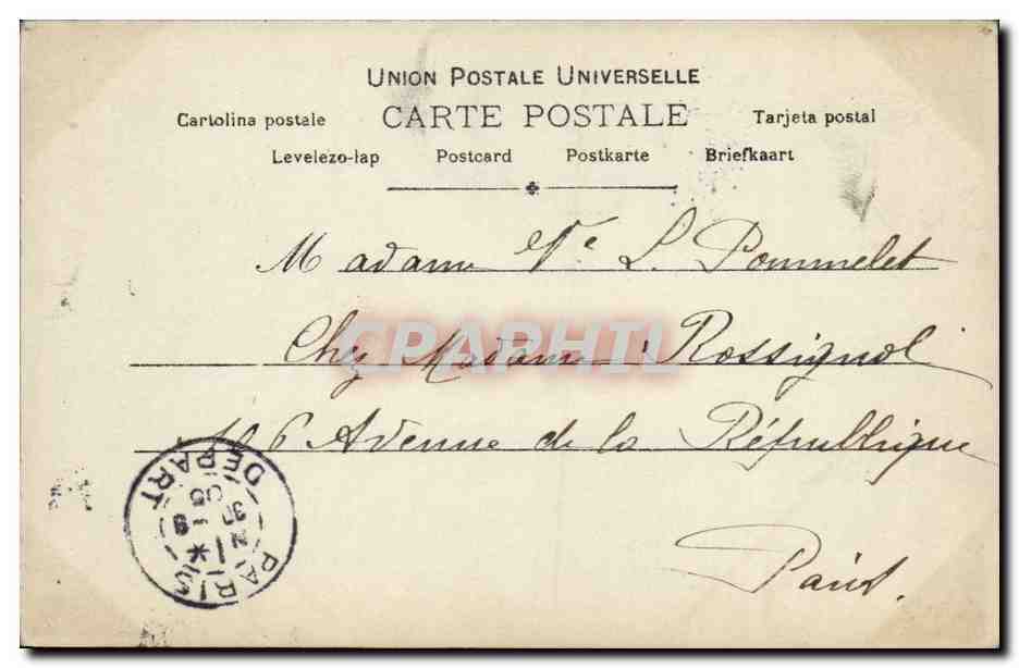 Femme en robe de chambre buvant — scène intérieure — S.I.P. Paris, n°1114 — Verso
