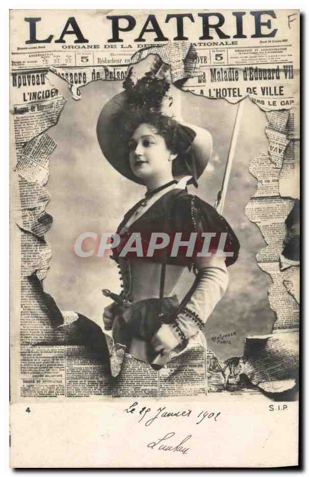 Femme en costume d'époque — La Patrie, organe de la députation nationale — S.I.P. n°4