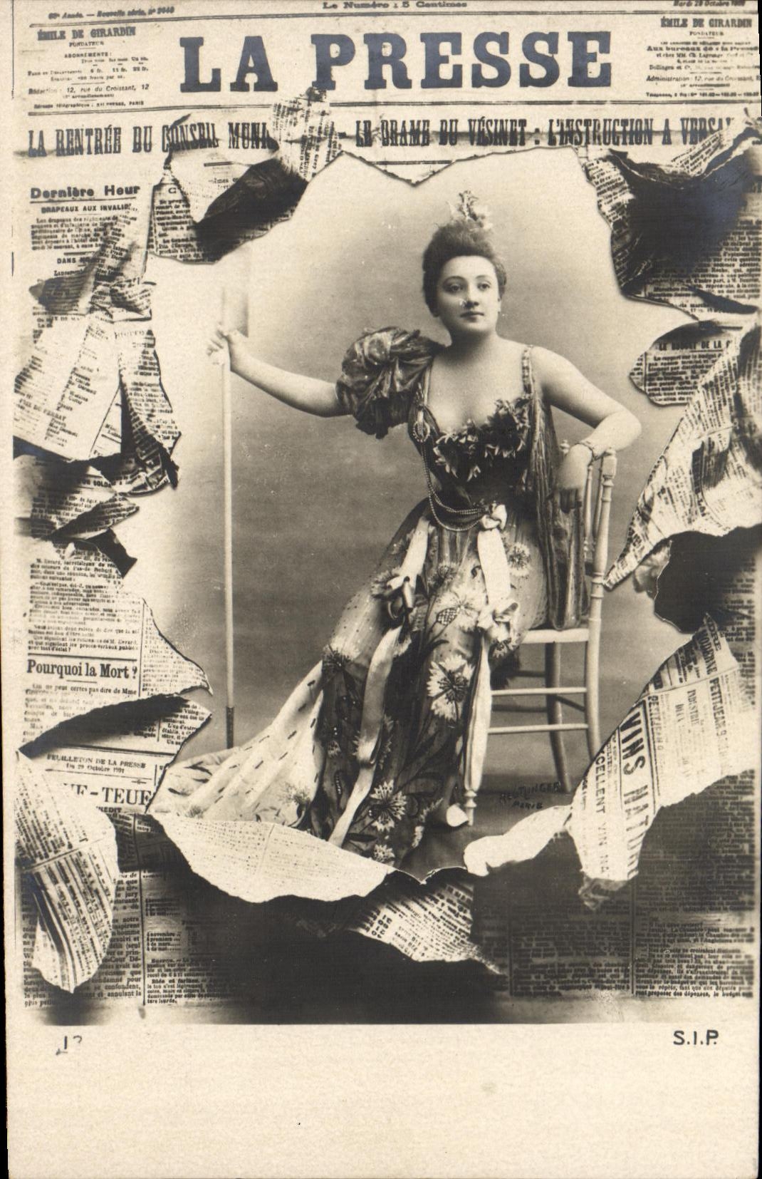 Sujet féminin en robe fleurie — École de Girardon, Paris — S.I.P. n°17
