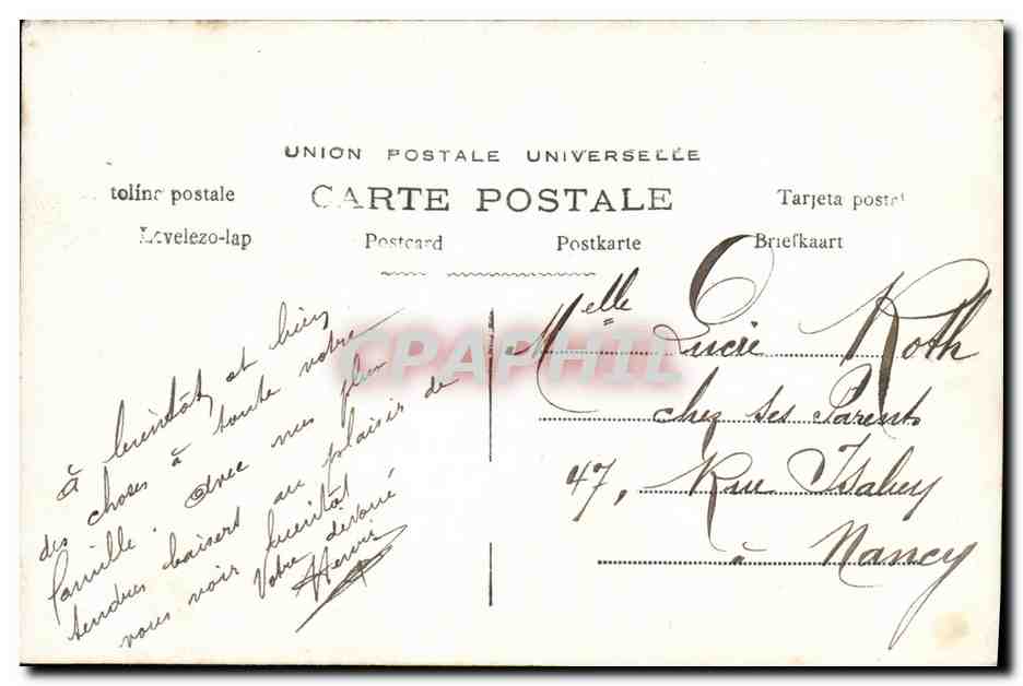 Couple devant un portail fleuri — B.C.I. n° 550 — Verso