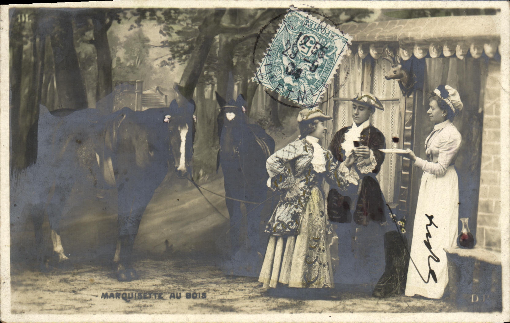 Marquise au Bois — scène de cabaret à cheval — éditeur DP