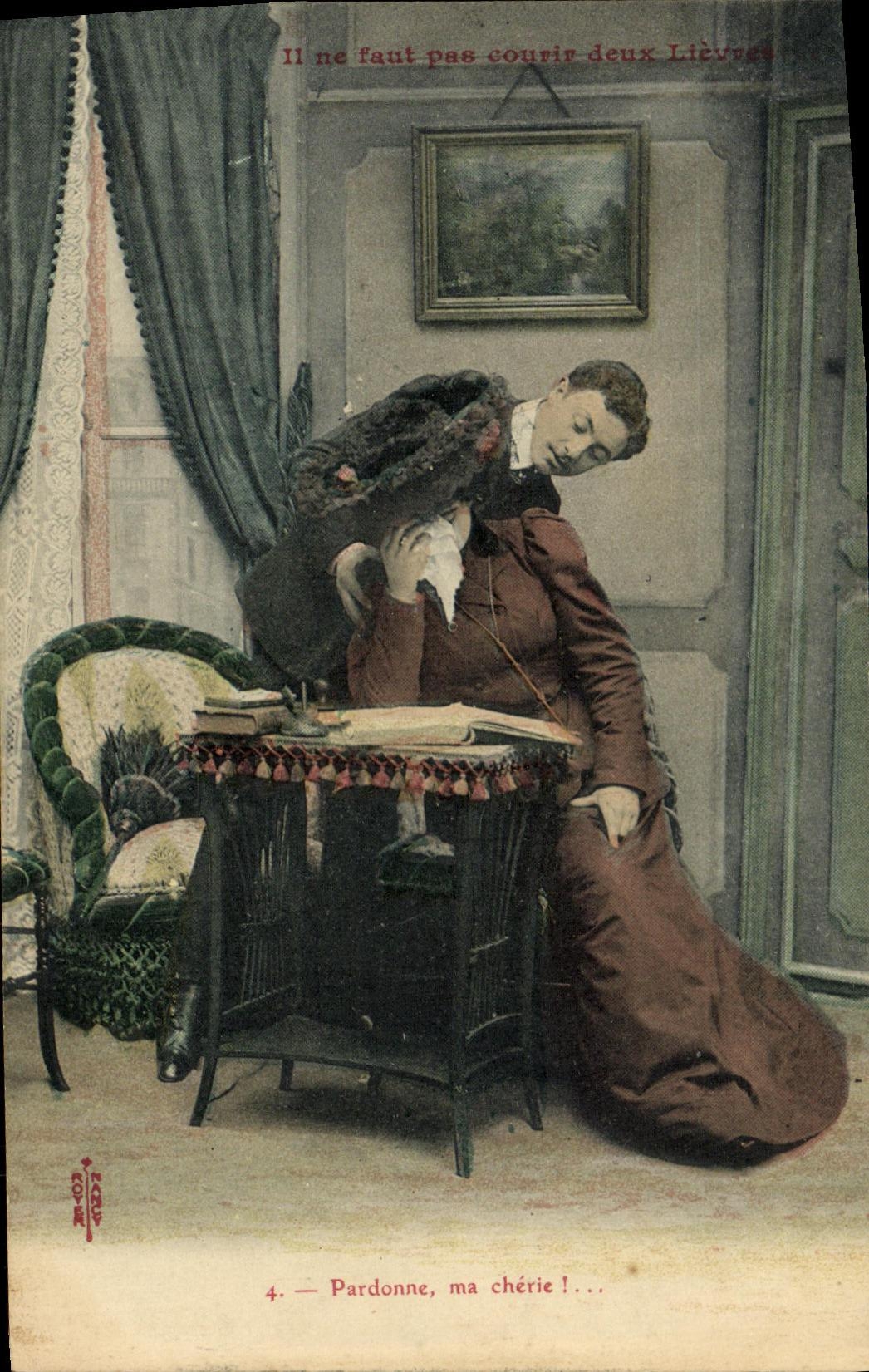 Femme endormie à un bureau — scène de vie — éditeur Léonard, n°4