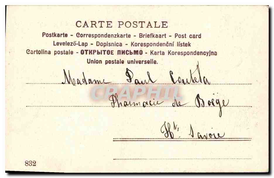 Un couple sous la lune — scène hivernale — F. Ecolik, Vilnius, 1909 — Reverso