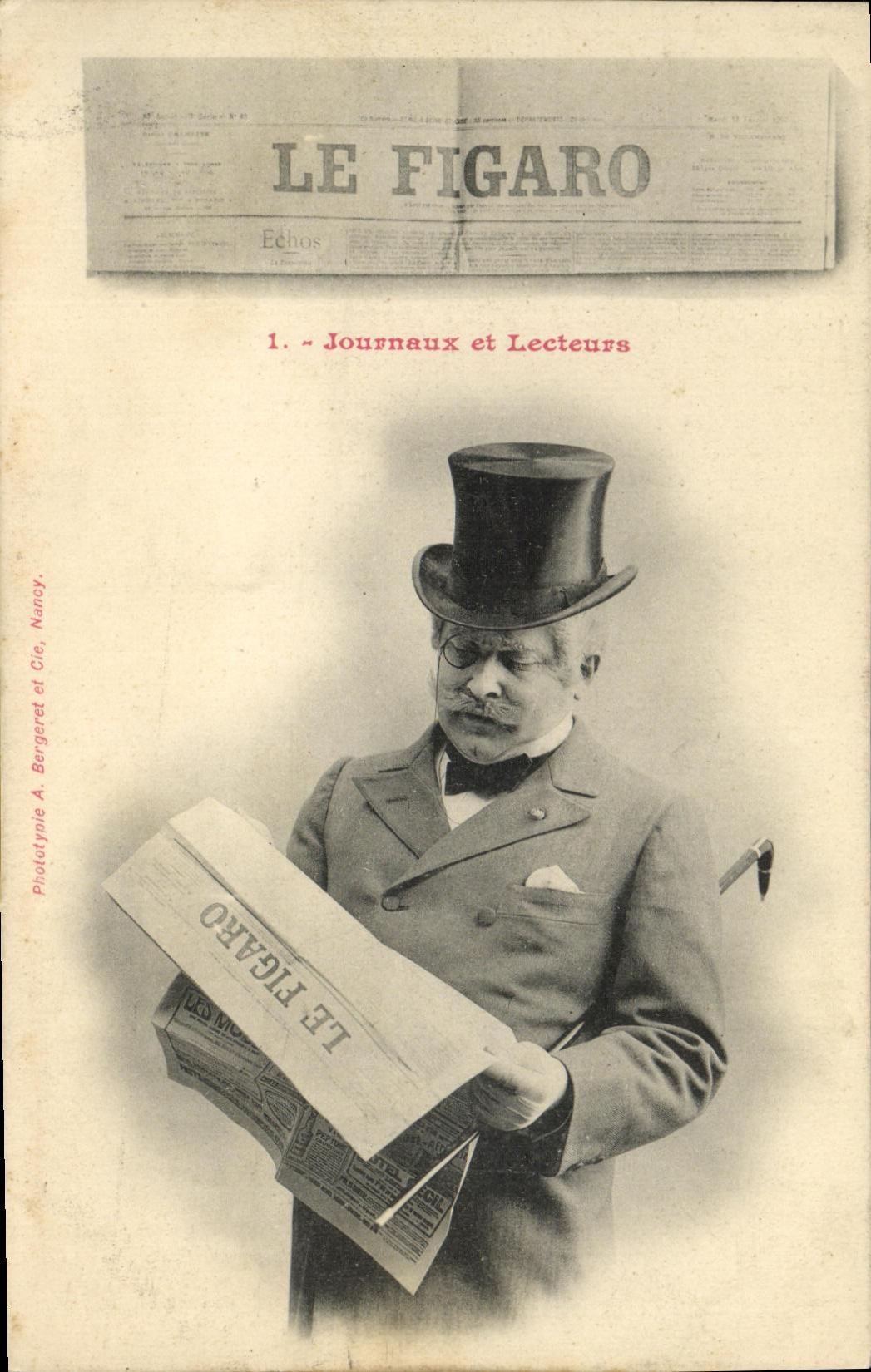 Lecteur du Figaro — Journaux et Lecteurs — Phototype A. Bergaret et Cie, Nancy
