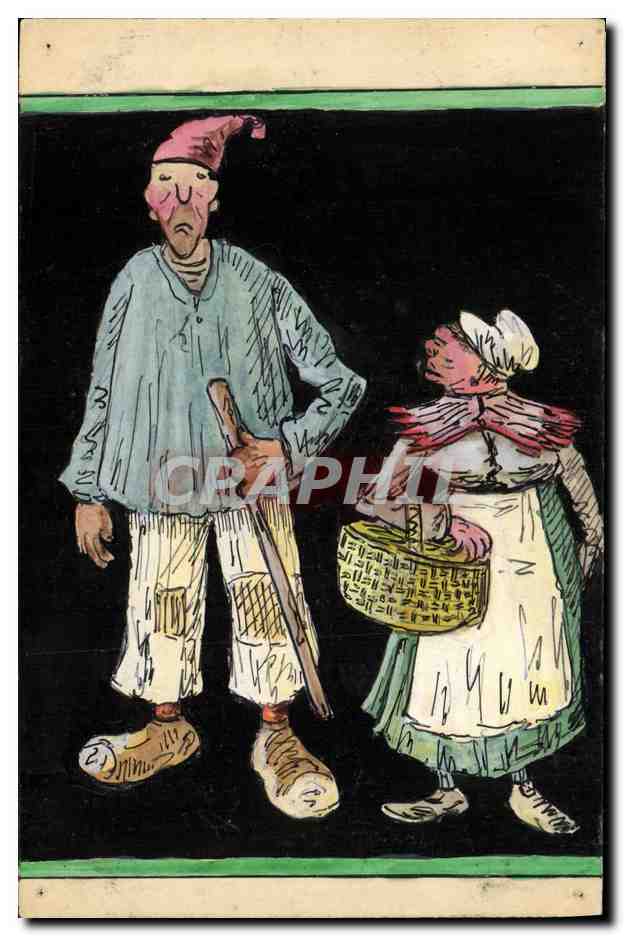 CPA Fantaisie Illustrateur Folklore dessin a la main 