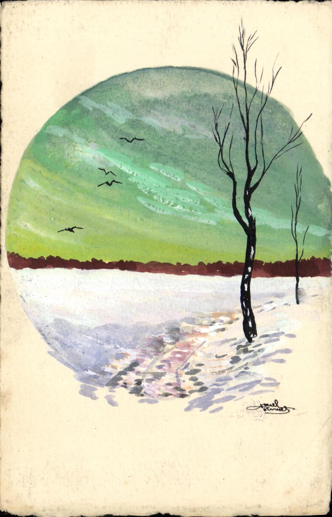 CPA Fantaisie Paysage Dessina a la main 