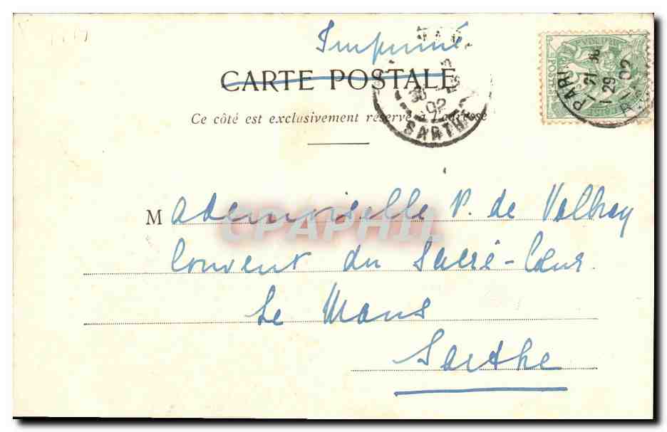Femme en couronne de 1913 tenant les douze mois — Phototype A. Bergeret et Cie, Nancy — Verso