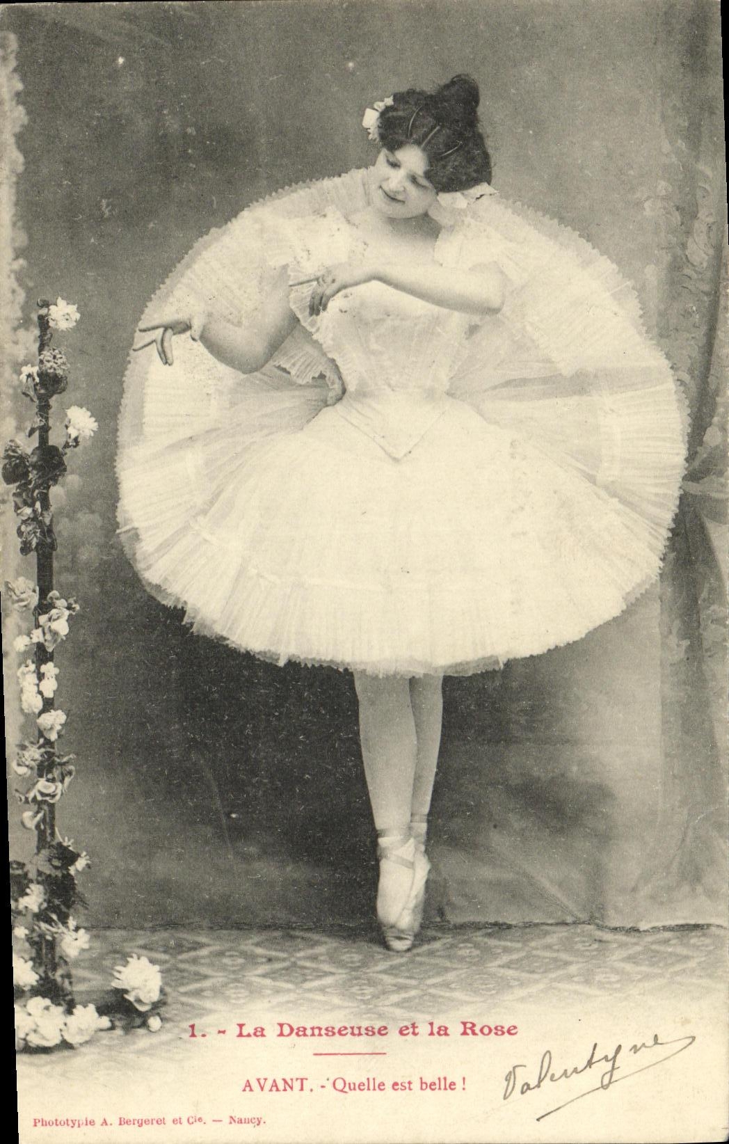 La Danseuse et la Rose — scène de ballet — Phototypie A. Bergeret et Cie, Nancy, n°1