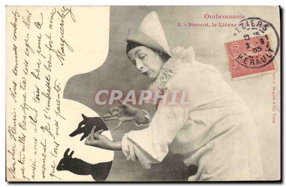 Pierrot, la Lepre e la Luna — Ombromania — Tipo A. Bergeret & Cie, Nancy