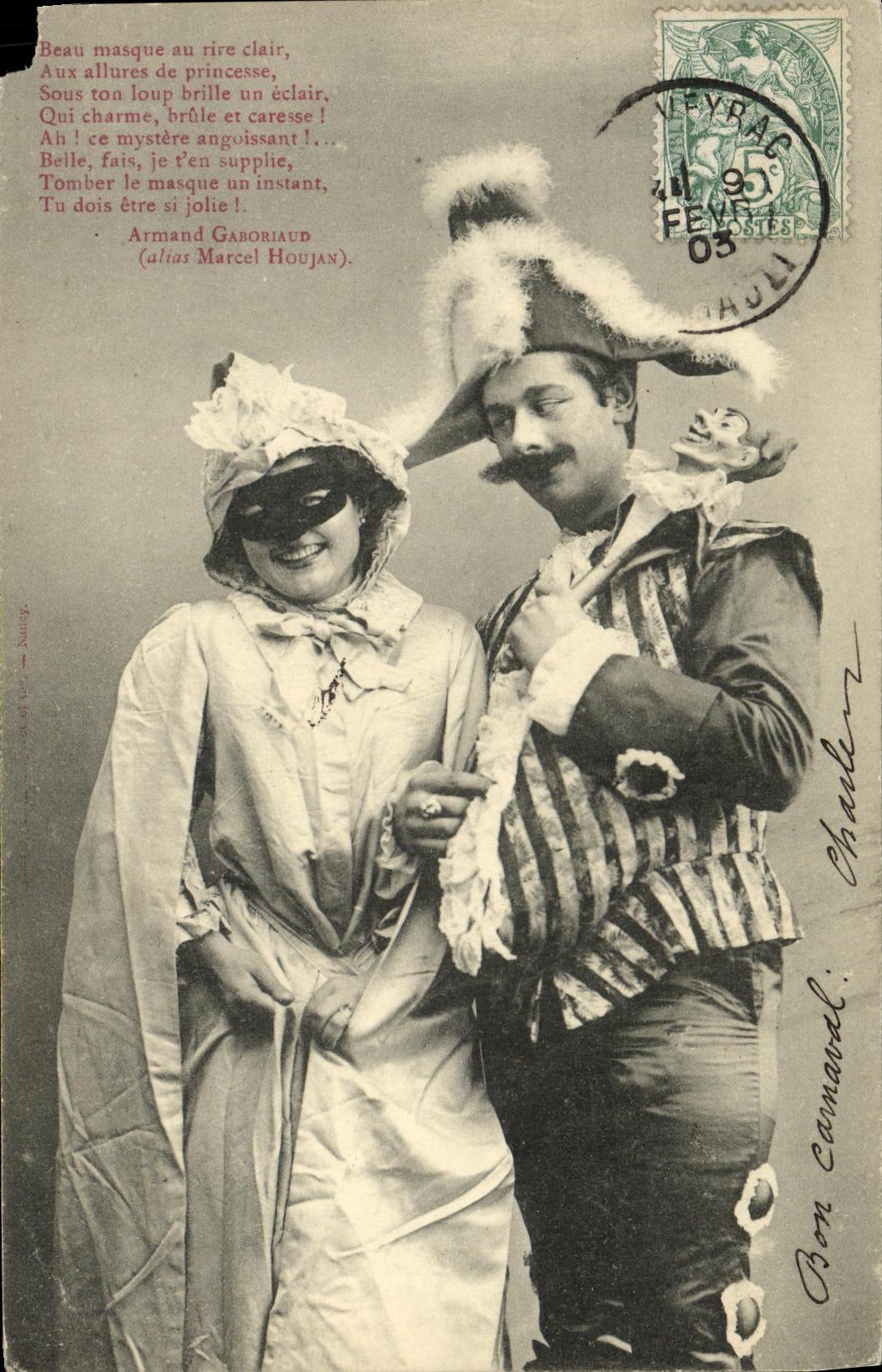 CPA Fantaisie FEmme Masque costume