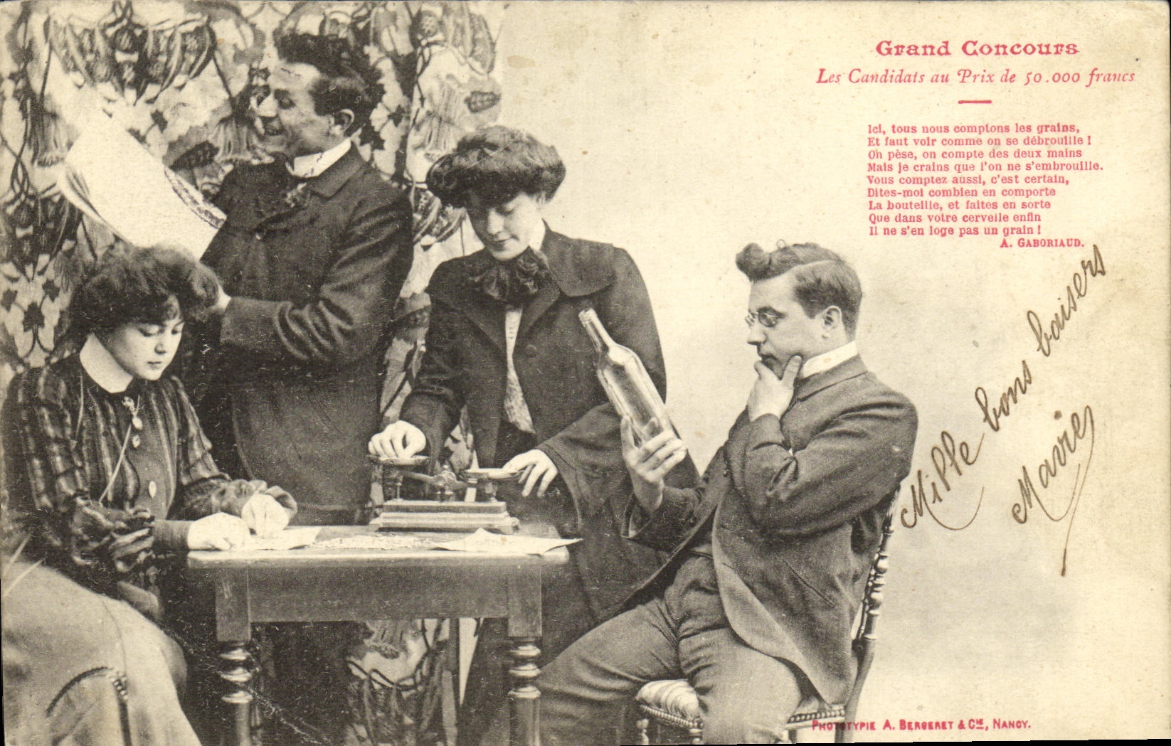 Grand Concours — De Kandidaten voor de Prijs van 50.000 frank — Fototypie A. Bergeret & Cie, Nancy