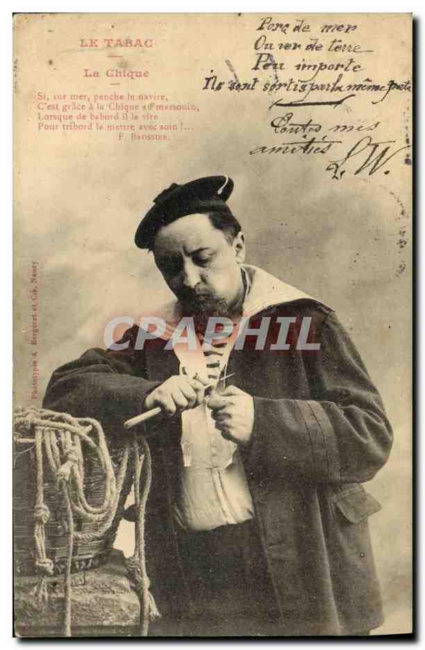 Marino fumando un porro — La Chique — Fototipia A. Bergerat & Cie, Nancy
