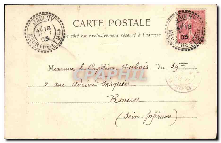Horoscope : Femme intrigante et jalouse — (Les 4 Dames) - Dame de Carreau — Phototype A. Bergeret et Cie — Nancy — Verso