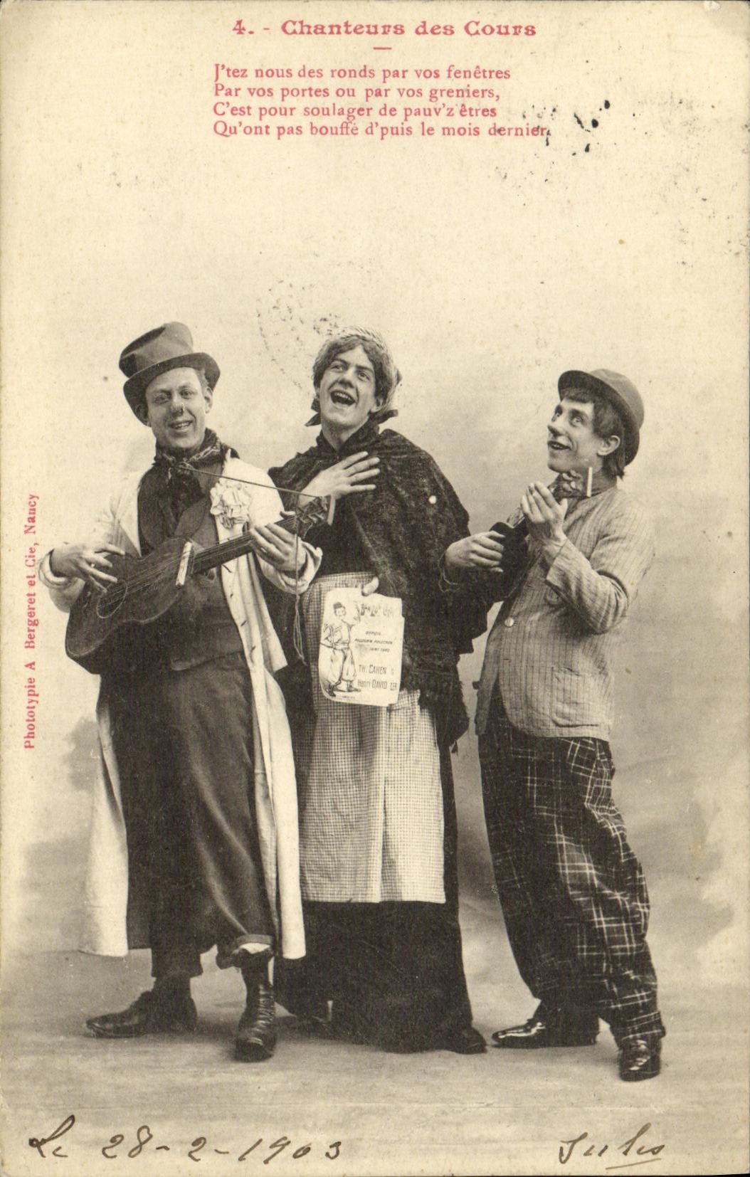 Chanteurs des Cours — Nancy — Phototypie A. Bergeret et Cie