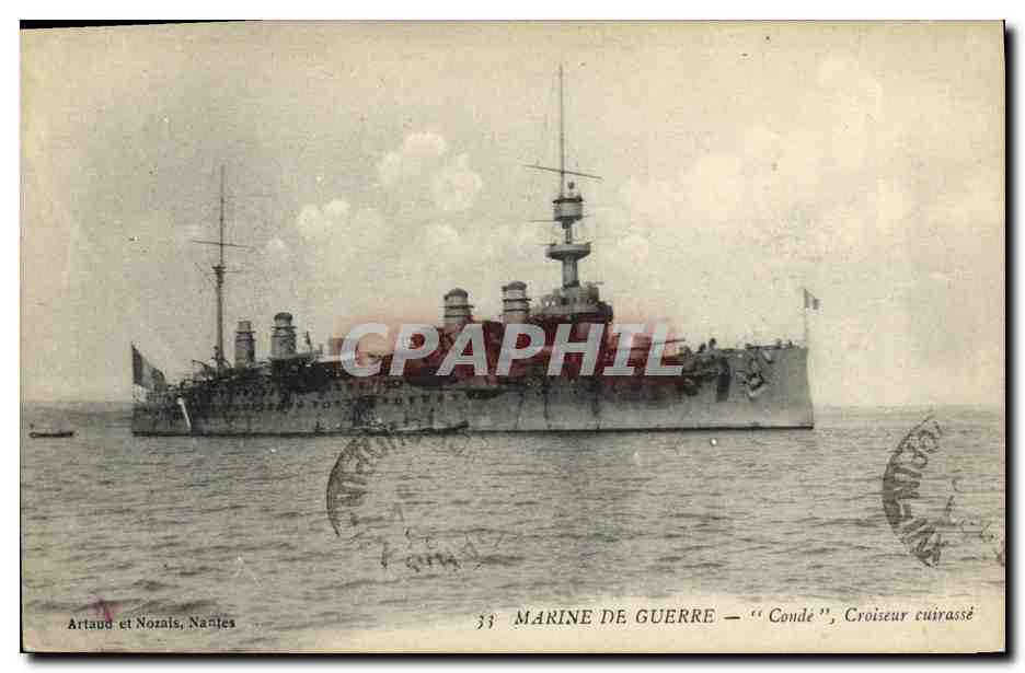 Marine de guerre — "Conde", croiseur cuirassé — Artaud et Noznis, Nantes