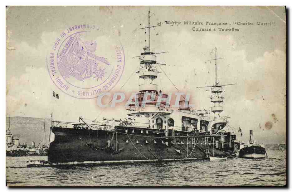 CPA Bateau Marine militaire francaise Charles Martel Cuirasse a tourelles