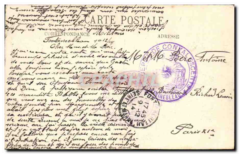 Fontainebleau — Monument de Carnot — N.G. — Reverso