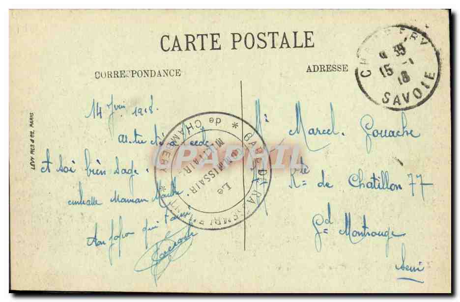 CPA Chambery Place du centenaire Hotel de Savoie — Rückseite