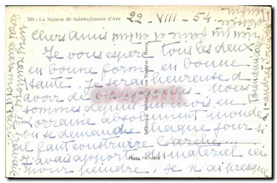 La Maison de Sainte-Jeanne d'Arc — Nancy — Éditions V. Roeder — Verso