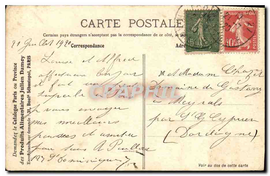 CPA Souvenir du concours agricole Juien Damoy Boeufs Boucherie — Rückseite