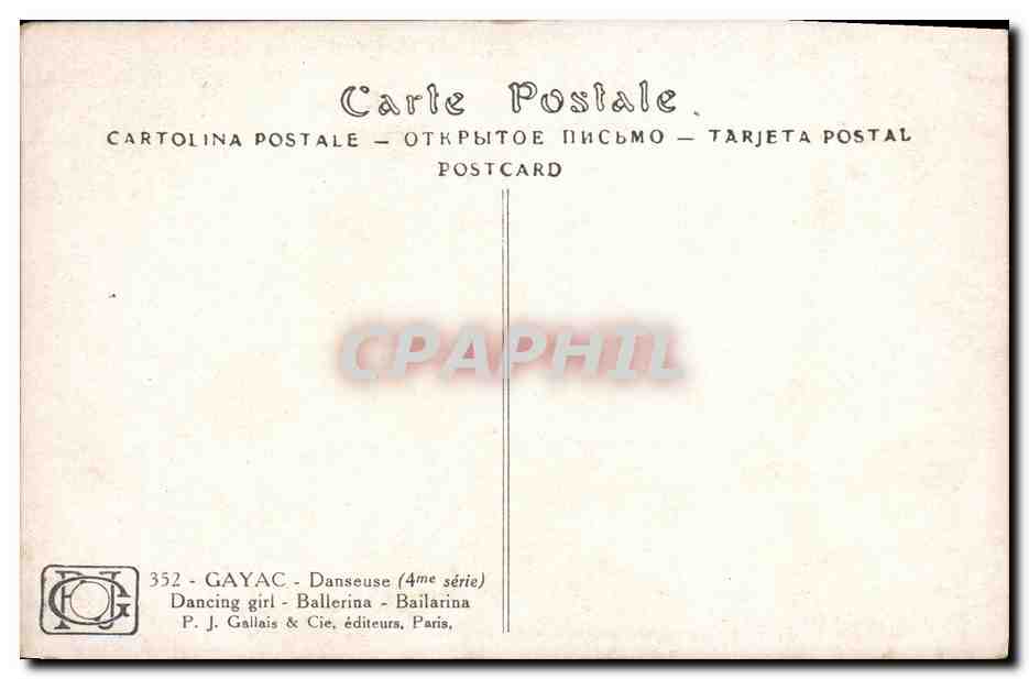 CPA Fantaisie Gayac Danseuse  — Verso