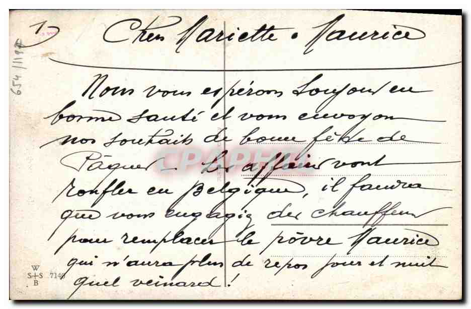 CPA Fantaisie Joyeuses Paques Coq Enfant — Rückseite